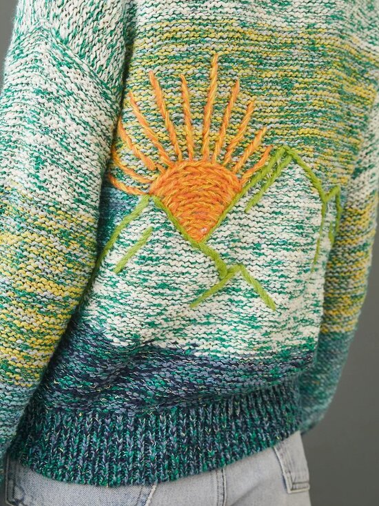 Anthropologie Sweaters - Anthropologie Pilcro Sunset Embroidered Cardigan - Green Multi - Size XS